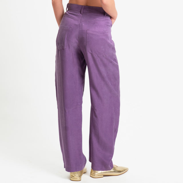 Zeroassoluto-Pantalone barrel cupro lyocell fibra naturale - lavanda