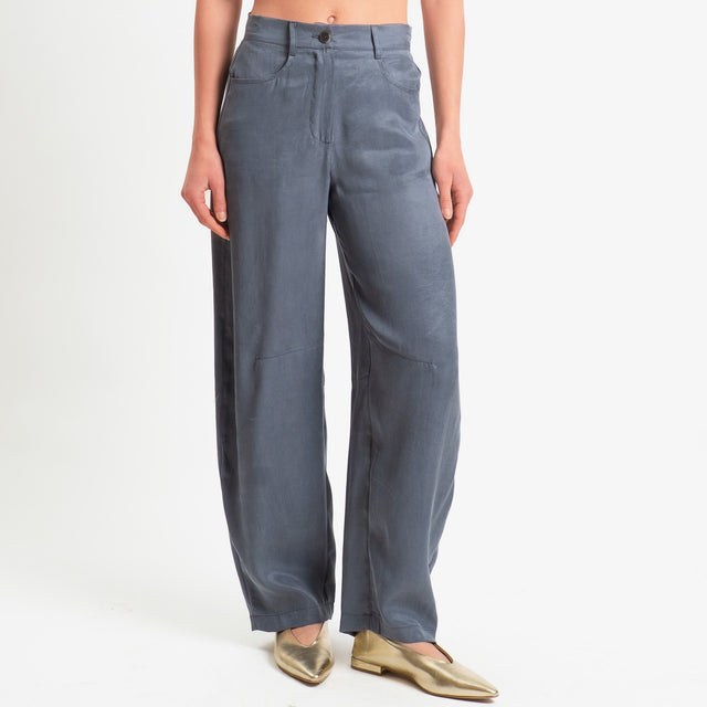 Zeroassoluto-Pantalone barrel cupro lyocell fibra naturale - piombo