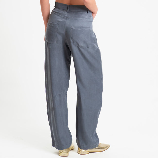 Zeroassoluto-Pantalone barrel cupro lyocell fibra naturale - piombo