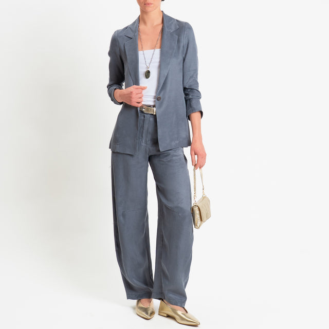 Zeroassoluto-Pantalone barrel cupro lyocell fibra naturale - piombo