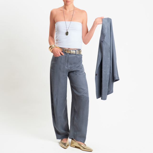 Zeroassoluto-Pantalone barrel cupro lyocell fibra naturale - piombo