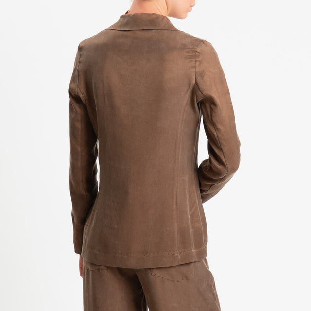 Zeroassoluto-Giacca destrutturata cupro lyocell fibra naturale - choco