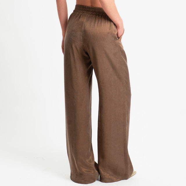 Zeroassoluto-Pantalone wide leg cupro lyocell fibra naturale - choco