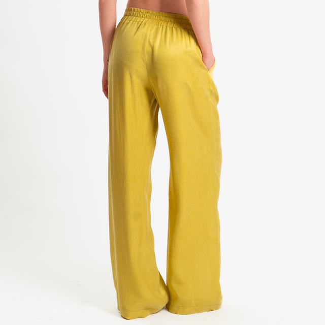 Zeroassoluto-Pantalone wide leg cupro lyocell fibra naturale - girasole