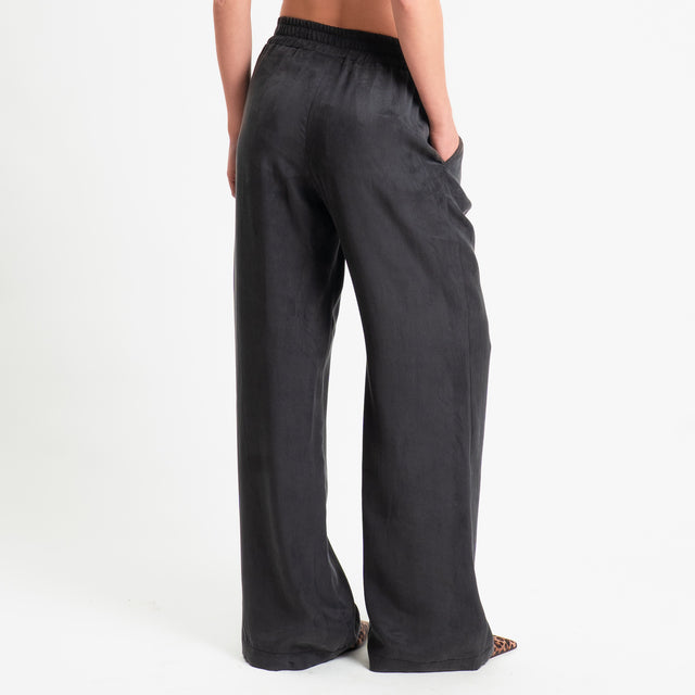 Zeroassoluto-Pantalone wide leg cupro lyocell fibra naturale - lavagna