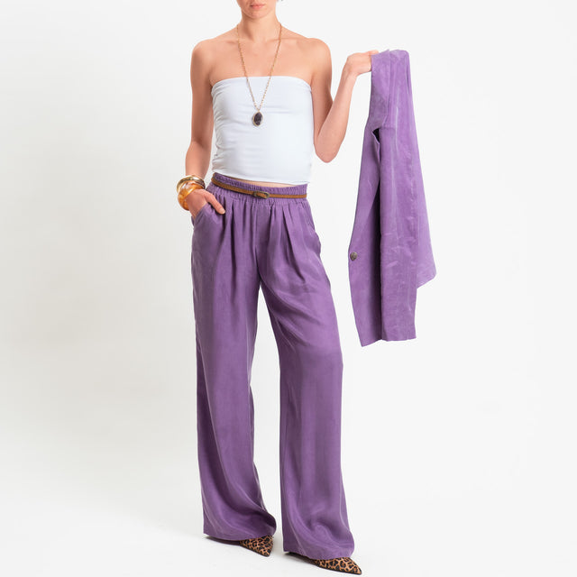 Zeroassoluto-Pantalone wide leg cupro lyocell fibra naturale - lavanda