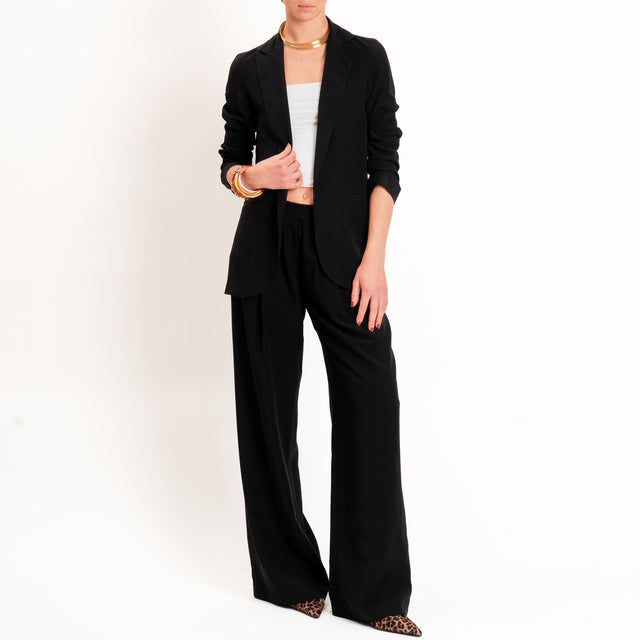 Zeroassoluto-Giacca destrutturata tencel fibra naturale - nero