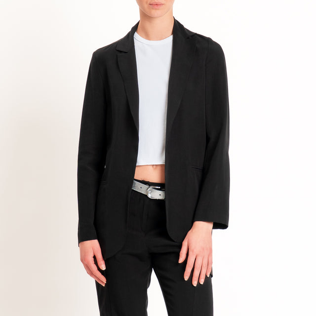 Zeroassoluto-Giacca destrutturata tencel fibra naturale - nero