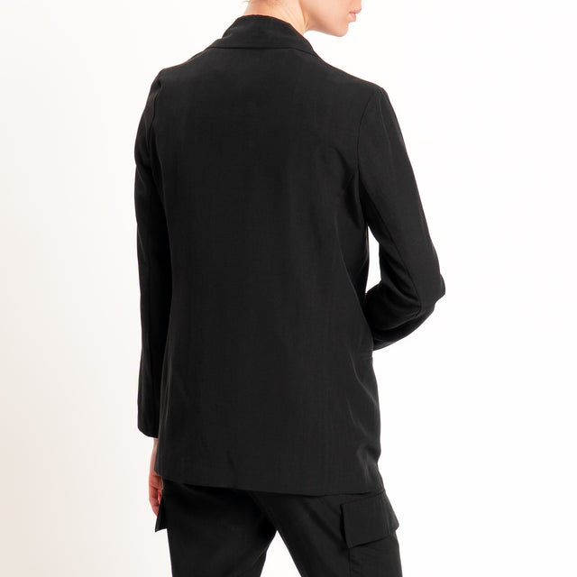 Zeroassoluto-Giacca destrutturata tencel fibra naturale - nero