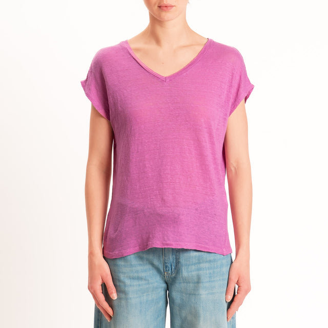 Zeroassoluto-T-shirt scollo v 100% LINO - bubble
