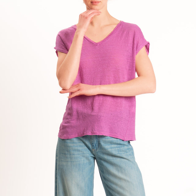 Zeroassoluto-T-shirt scollo v 100% LINO - bubble