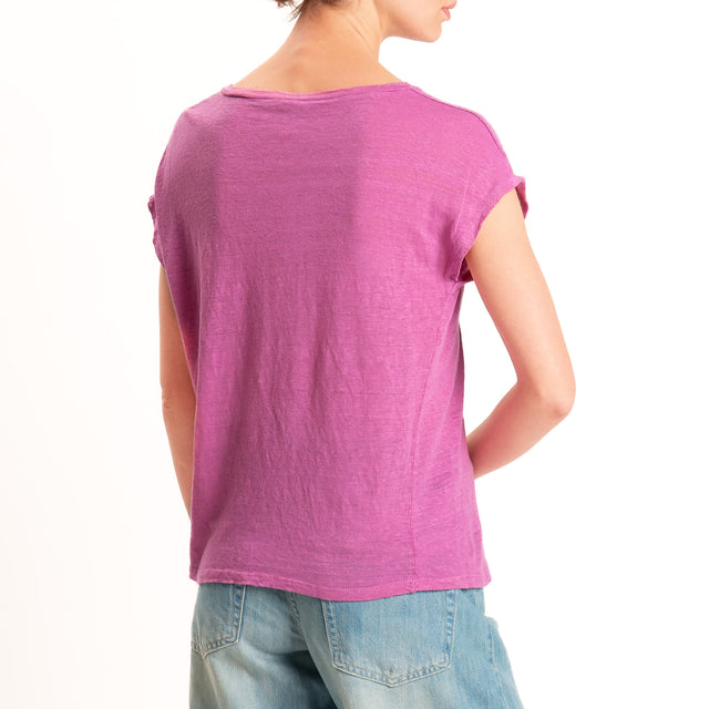 Zeroassoluto-T-shirt scollo v 100% LINO - bubble