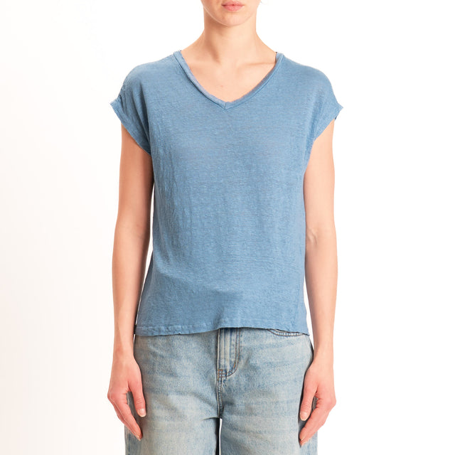 Zeroassoluto-T-shirt scollo v 100% LINO - jeans