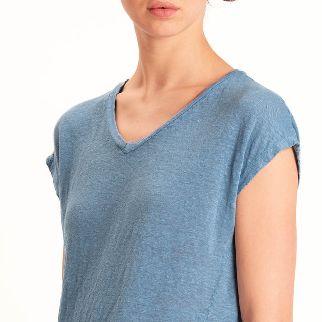 Zeroassoluto-T-shirt scollo v 100% LINO - jeans