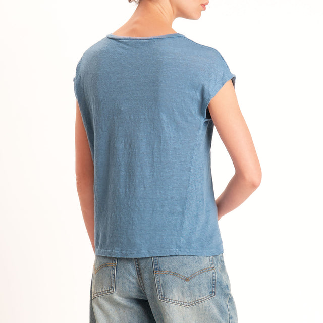 Zeroassoluto-T-shirt scollo v 100% LINO - jeans