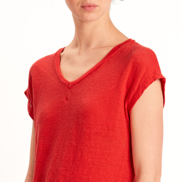 Zeroassoluto-T-shirt scollo v 100% LINO - lacca