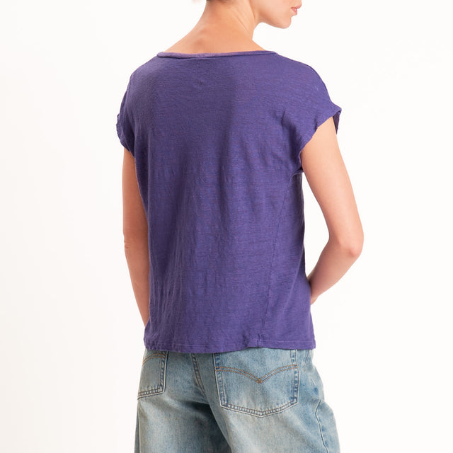Zeroassoluto-T-shirt scollo v 100% LINO - viola