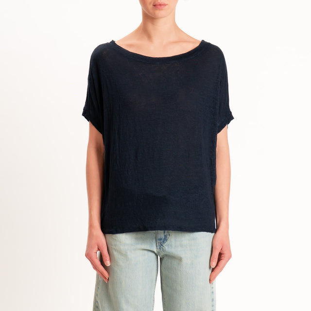 Zeroassoluto-T-shirt scatola 100% LINO - blu