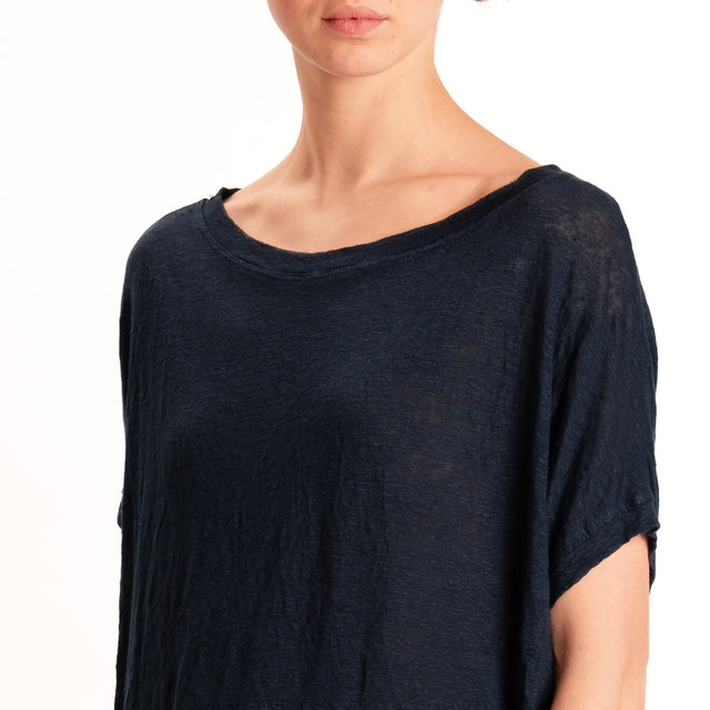 Zeroassoluto-T-shirt scatola 100% LINO - blu