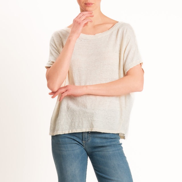 Zeroassoluto-T-shirt scatola 100% LINO - burro