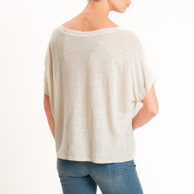 Zeroassoluto-T-shirt scatola 100% LINO - burro