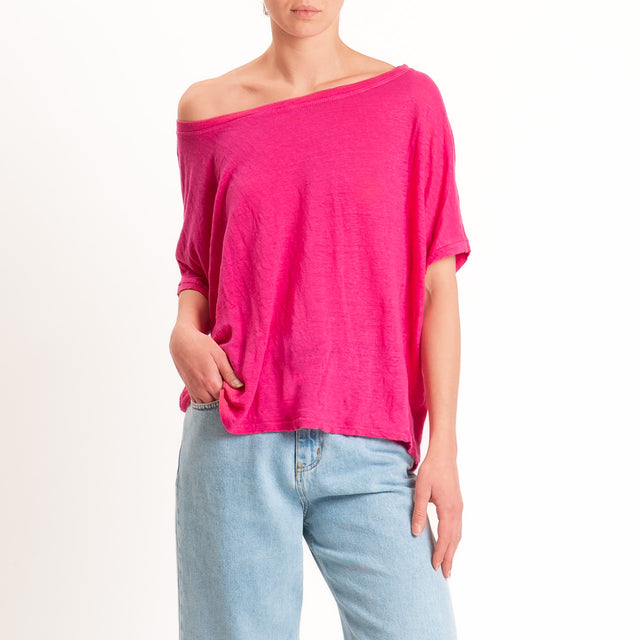 Zeroassoluto-T-shirt scatola 100% lino - fucsia