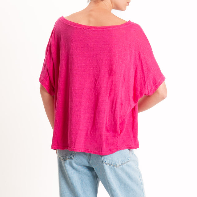 Zeroassoluto-T-shirt scatola 100% lino - fucsia