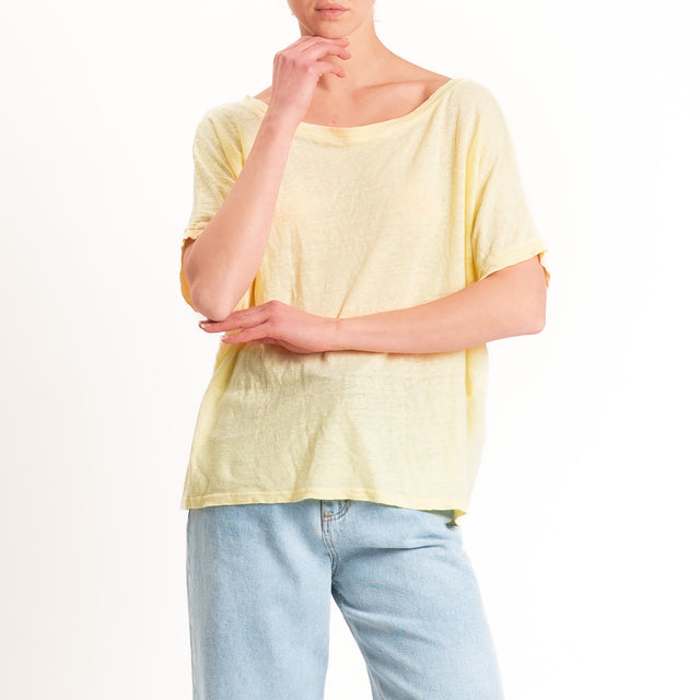 Zeroassoluto-T-shirt scatola 100% lino - yellow