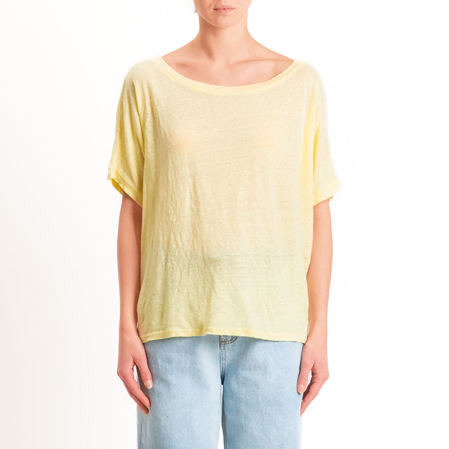 Zeroassoluto-T-shirt scatola 100% lino - yellow