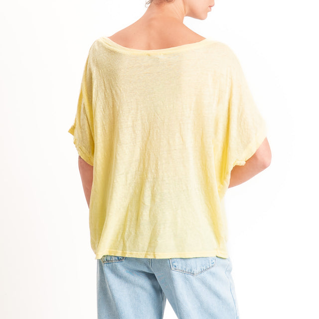 Zeroassoluto-T-shirt scatola 100% lino - yellow