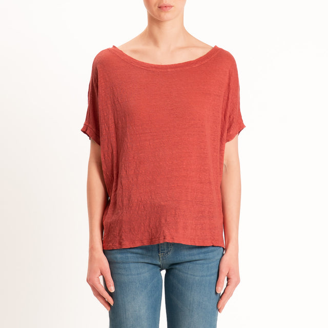 Zeroassoluto-T-shirt scatola 100% LINO - lipstick