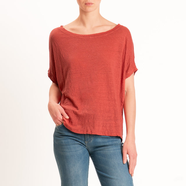 Zeroassoluto-T-shirt scatola 100% LINO - lipstick