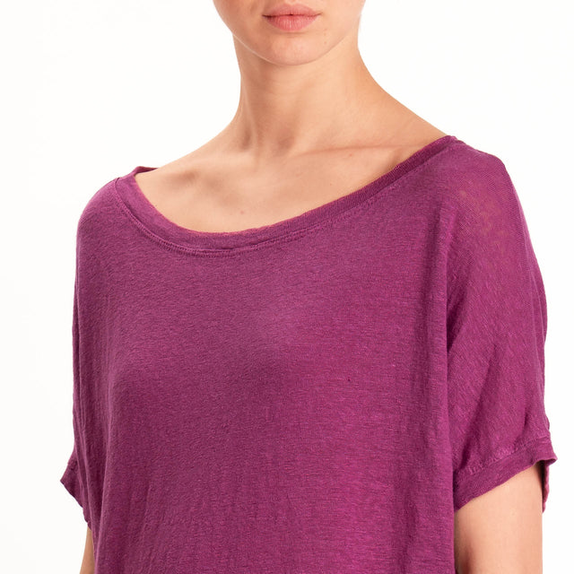 Zeroassoluto-T-shirt scatola 100% LINO - malva