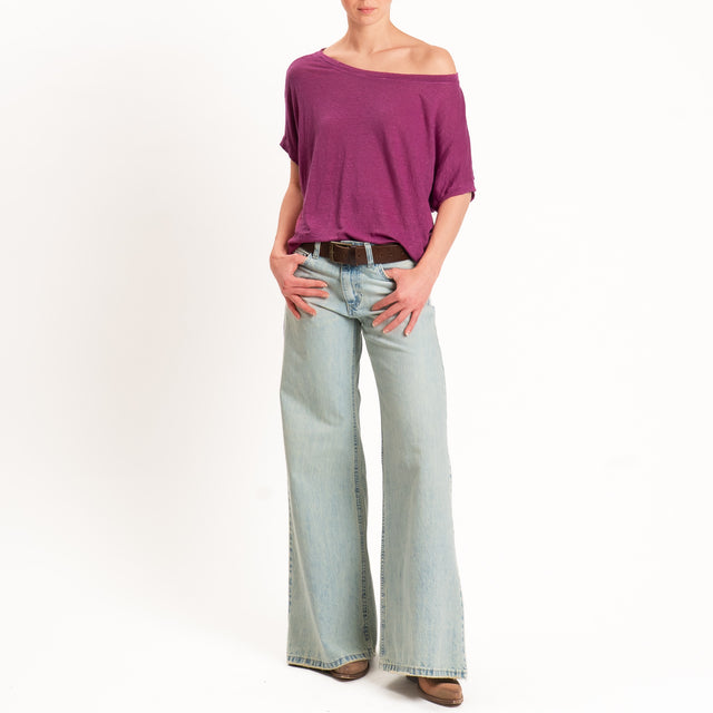 Zeroassoluto-T-shirt scatola 100% LINO - malva