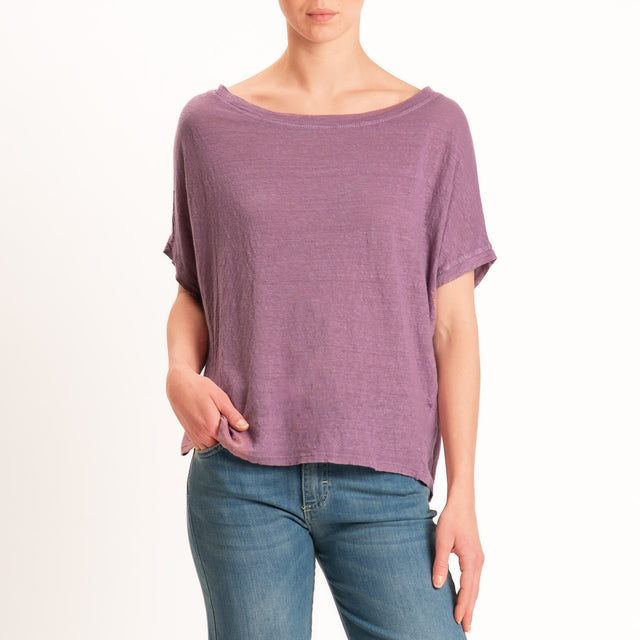 Zeroassoluto-T-shirt scatola 100% LINO - mauve