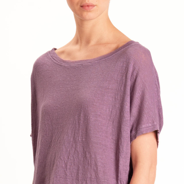 Zeroassoluto-T-shirt scatola 100% LINO - mauve
