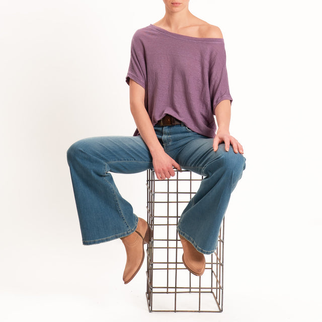 Zeroassoluto-T-shirt scatola 100% LINO - mauve