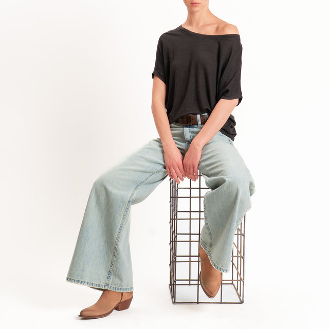 Zeroassoluto-T-shirt scatola 100% LINO - choco