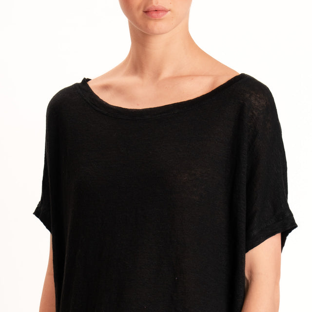 Zeroassoluto-T-shirt scatola 100% LINO - nero