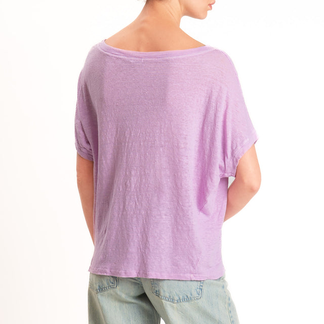 Zeroassoluto-T-shirt scatola 100% LINO- pink