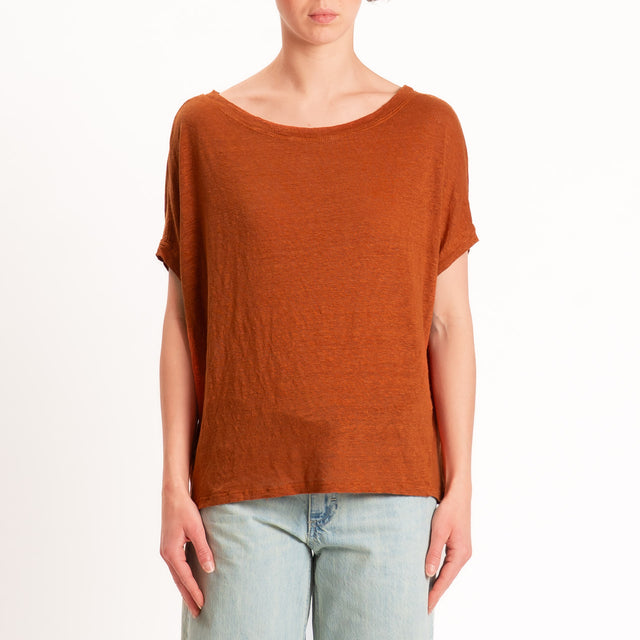 Zeroassoluto-T-shirt scatola 100% LINO - rust