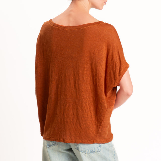 Zeroassoluto-T-shirt scatola 100% LINO - rust