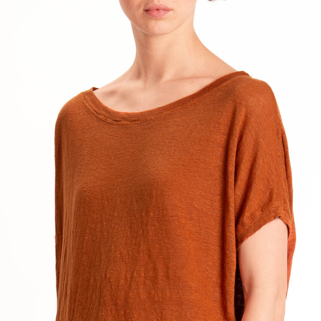 Zeroassoluto-T-shirt scatola 100% LINO - rust