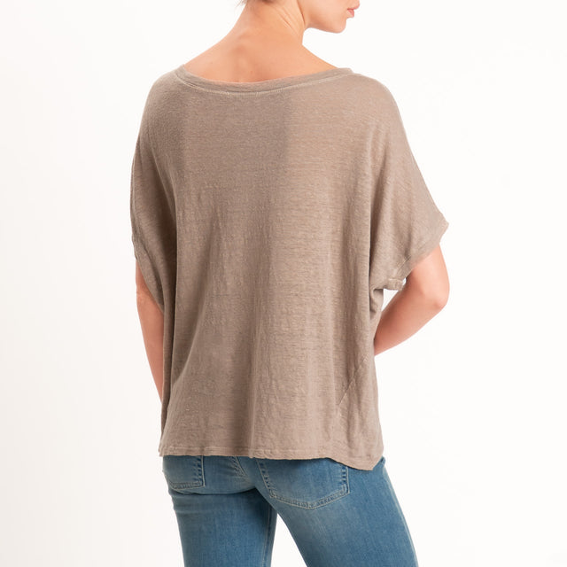 Zeroassoluto-T-shirt scatola 100% LINO - sahara