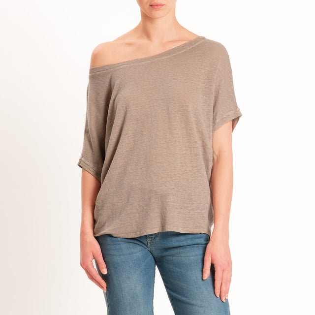 Zeroassoluto-T-shirt scatola 100% LINO - sahara