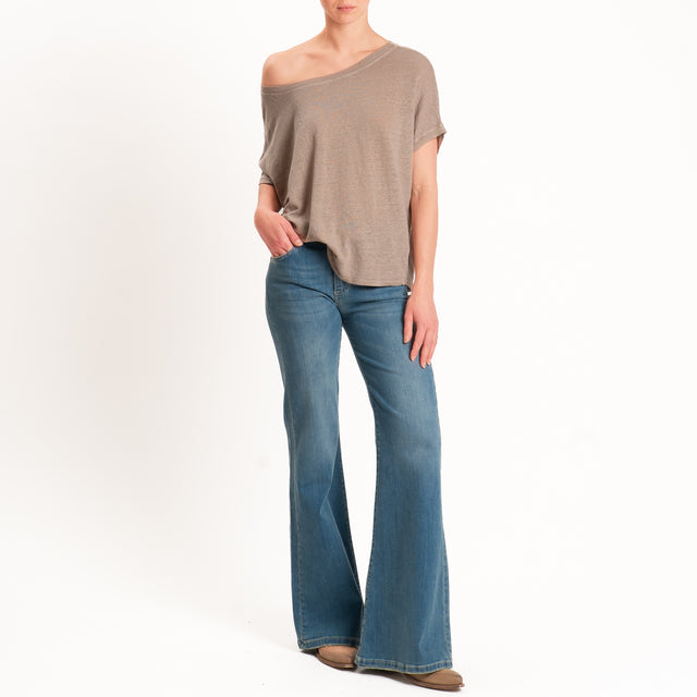 Zeroassoluto-T-shirt scatola 100% LINO - sahara