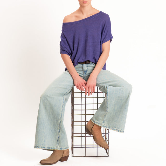 Zeroassoluto-T-shirt scatola 100% LINO - viola