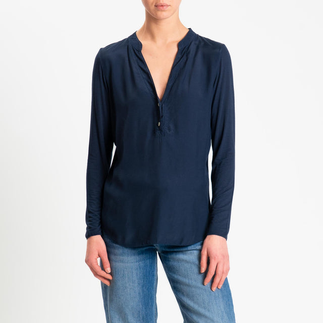 Zeroassoluto-Camicia chester doppio tessuto - blu