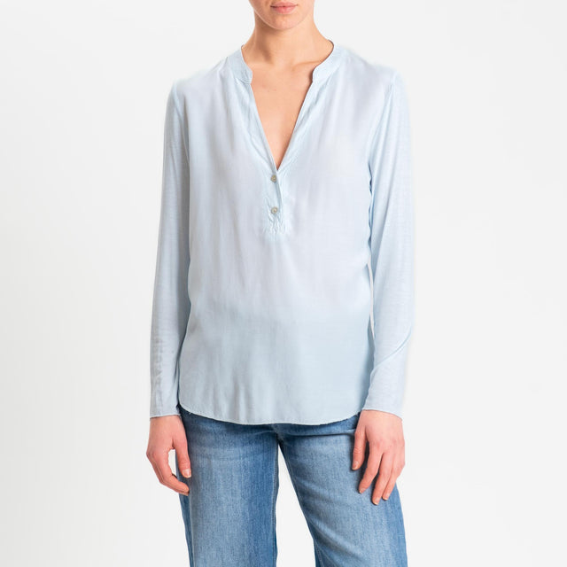 Zeroassoluto-Camicia chester doppio tessuto - cielo