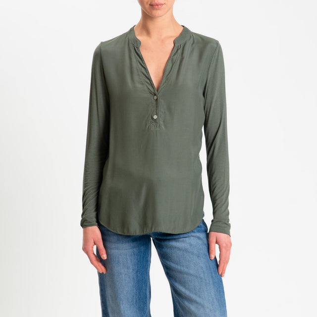 Zeroassoluto-Camicia chester doppio tessuto - militare